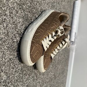 Brown Monogram Fashion Sneakers with White Sole